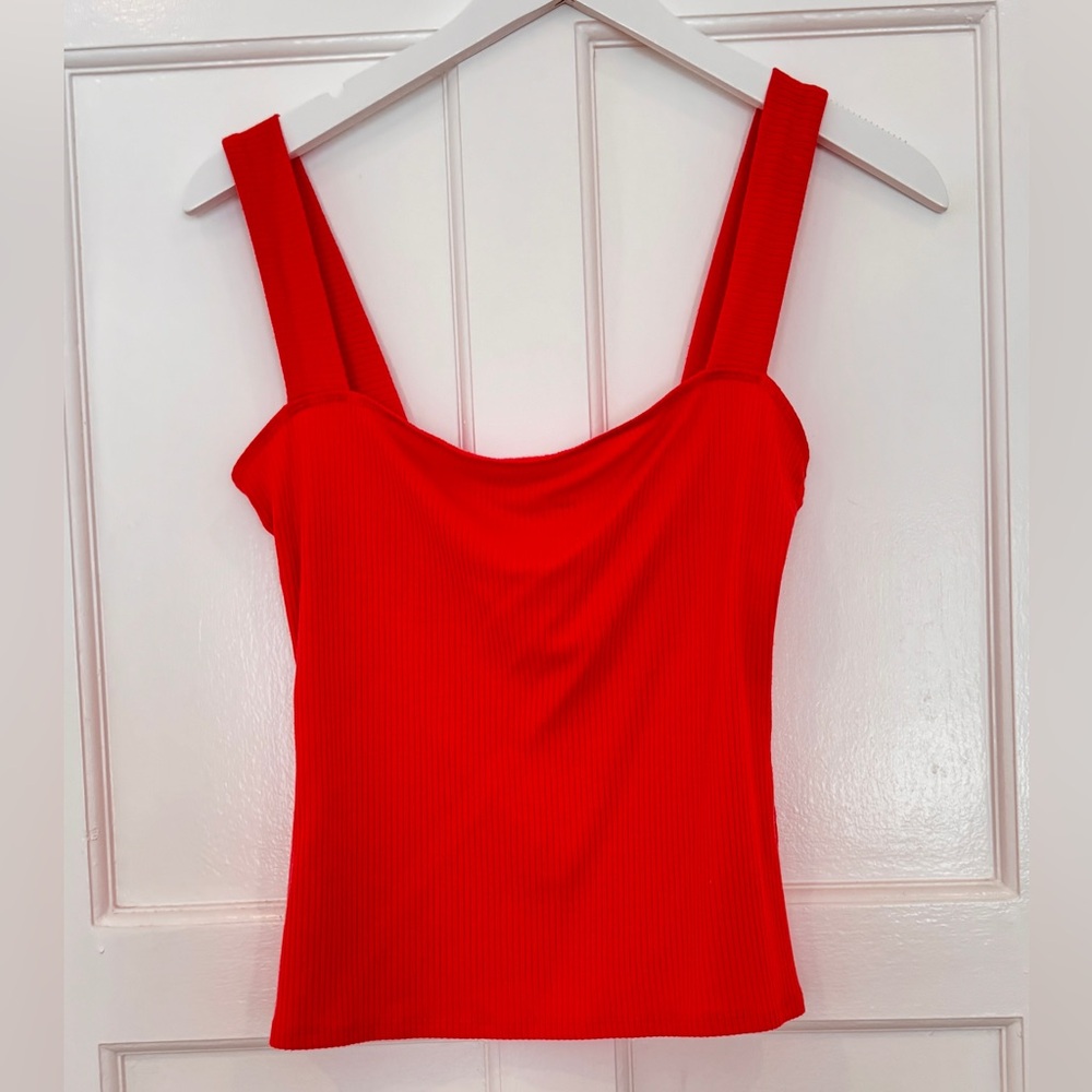 Reformation Canyon Ribbed Tank Top - Red